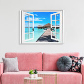 Boardwalk海ビューウフェイクィンドウ キャンバスプリント (インサイチュ (リビング))