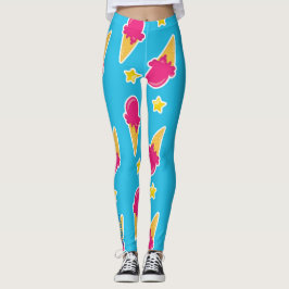 Boardwalk Bliss: Ice Cream & Stars Leggings レギンス