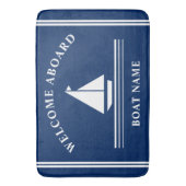 Boat 航海の Navy Blue Nameへようこそ バスマット (正面縦)