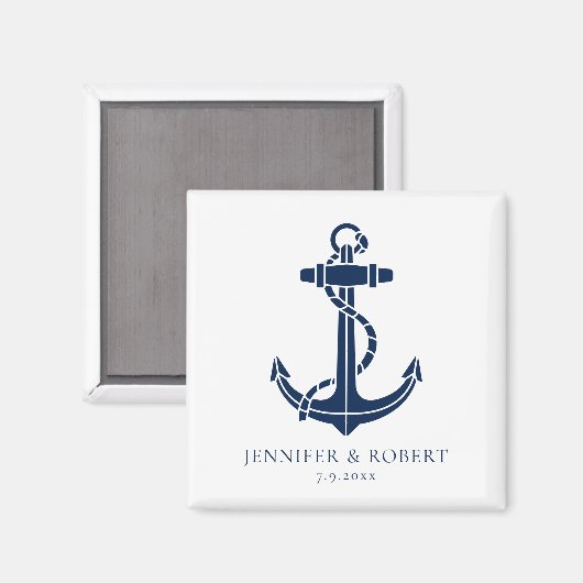 Boat Anchor Nautical Wedding Keepsake Custom マグネット (正面/裏面)