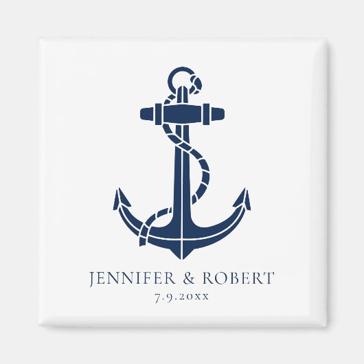 Boat Anchor Nautical Wedding Keepsake Custom マグネット (正面)