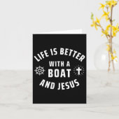 Boat And Jesus Boating Religious Captain Sailor Bo カード (黄色い花)