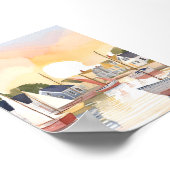 Boat Bay | Coastal Ocean Watercolor Painting ポスター (角)