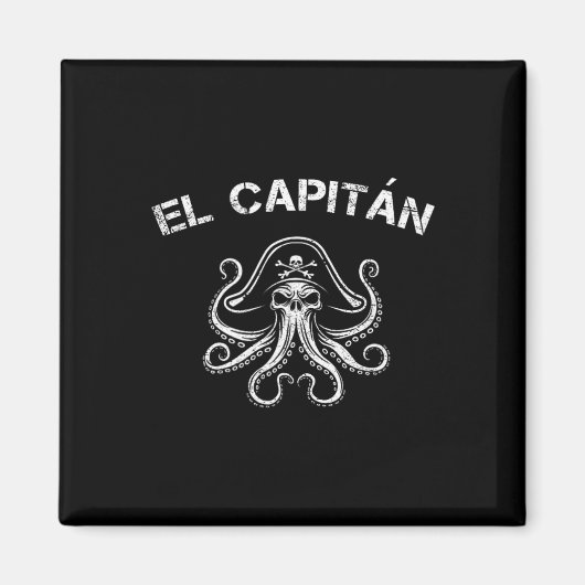 Boat Captain Pontoon Octopus Pirate Nautical Men E マグネット (正面)