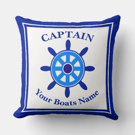 Boat captains ships wheel throw pillow クッション (正面)