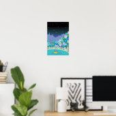 Boat floating on the lake and a starry sky. ポスター (ホームオフィス)