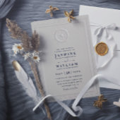 Boat Helm Faux Embossed Elegant QR Code Wedding 招待状