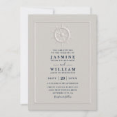 Boat Helm Faux Embossed Elegant QR Code Wedding 招待状 (正面)