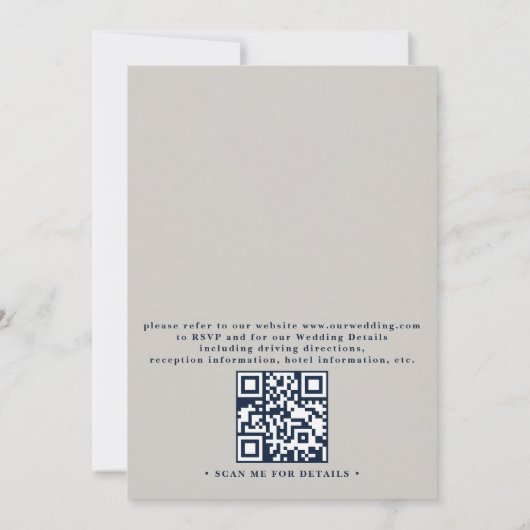 Boat Helm Faux Embossed Elegant QR Code Wedding 招待状 (裏面)