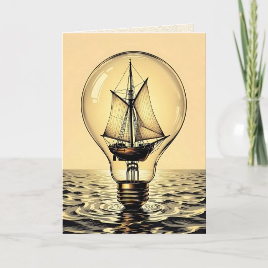 Boat in a Lightbulb | Happy Birthday for Husband カード (正面)