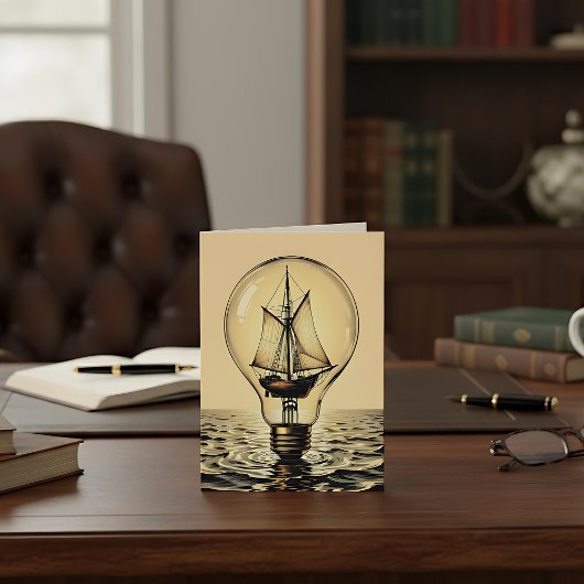 Boat in a Lightbulb | Happy Birthday for Husband カード