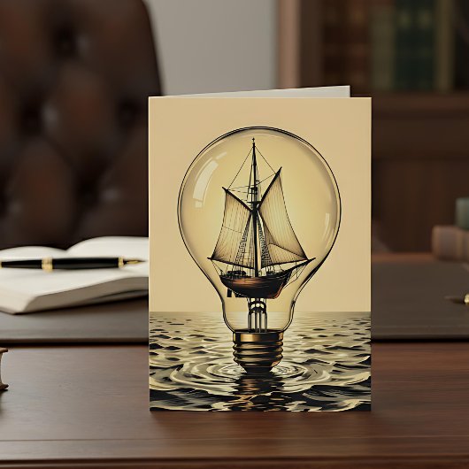 Boat in a Lightbulb | Happy Birthday for Husband カード