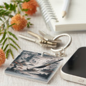 Boat landscape ocean view poetic art キーホルダー (正面右)