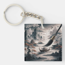  Boat landscape ocean view poetic  art キーホルダー