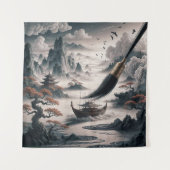  Boat landscape ocean view poetic  art タペストリー (正面)