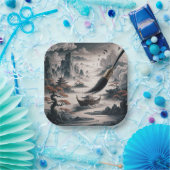  Boat landscape ocean view poetic  art ペーパープレート (パーティー)