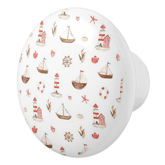 Boat & Lighthouse Ceramic Door Knob セラミックノブ (右)