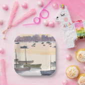 Boat Marina | Watercolor Ocean Bay ペーパープレート (パーティー)