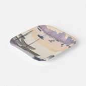 Boat Marina | Watercolor Ocean Bay ペーパープレート (傾斜あり)