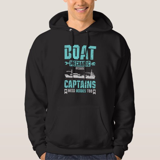 Boat mechanic because captains need heroes too パーカ (正面)