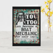 Boat Mechanic - Funny Vintage Retro カード (黄色い花)