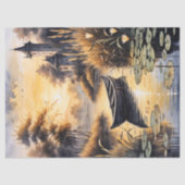 Boat on a Lake at Sunset Decoupage 薄葉紙 (正面)