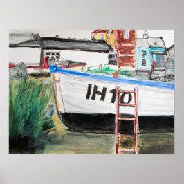 Boat on Aldeburgh Beach Coastal ポスター