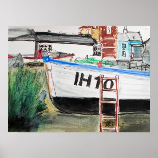 Boat on Aldeburgh Beach Coastal ポスター (正面)