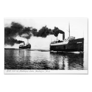 Boat race on Muskegon Lake, Muskegon, MI Vintage フォトプリント