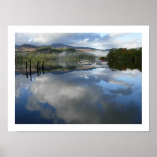 Boat Reflections on Derwentwaterポスター ポスター