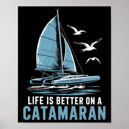 Boat Sailing Boating Sailor Catamaran Sailing ポスター (正面)