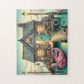 Boat Shop Dockside Rowboat Seaside Treasure ジグソーパズル (縦)