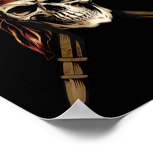Boating Captain Pirate Flag Skull Crossbones Sword ポスター (角)