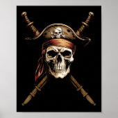Boating Captain Pirate Flag Skull Crossbones Sword ポスター (正面)