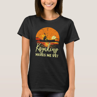 Boating Lake Retro Sunset Kayaking Makes Me Wet Tシャツ