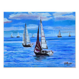 Boats at Sea フォトプリント