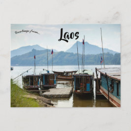 Boats in Laos ポストカード