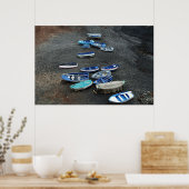 Boats On Black Sand Beach On Lanzarote ポスター (キッチン)