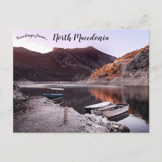Boats on Lake Kozjak North Macedonia ポストカード (正面)