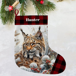 Bob Cat Wildlife Christmas Stocking ラージクリスマスストッキング