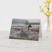Bob Langrish | Chincoteague Horse Running In Water カード (黄色い花)