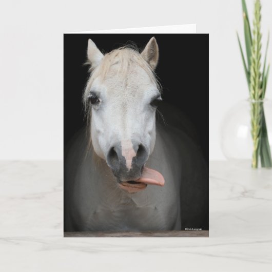 Bob Langrish | Grey Welsh Pony Tongue Out Headshot カード (正面)