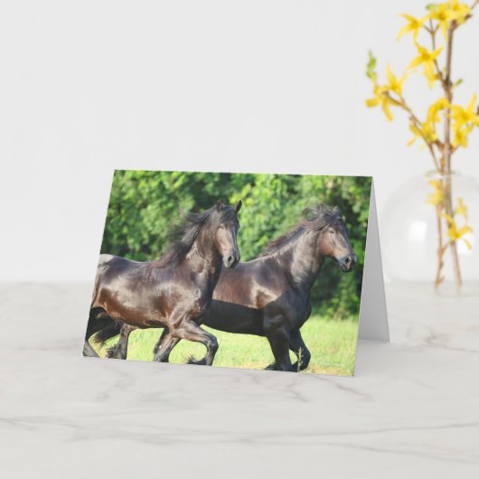 Bob Langrish | Two Friesians Running Together カード (黄色い花)