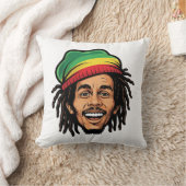 Bob Marley Inspired Cartoon Dreadlock Rasta クッション (ブランケット)