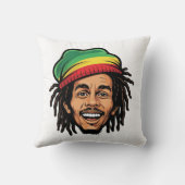 Bob Marley Inspired Cartoon Dreadlock Rasta クッション (裏面)
