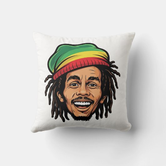 Bob Marley Inspired Cartoon Dreadlock Rasta クッション (裏面)
