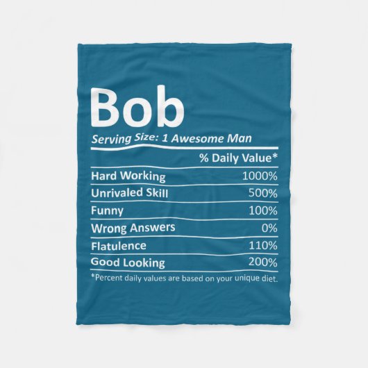 Bob Nutrition Funny Birthday D Name Gif  フリースブランケット (正面)
