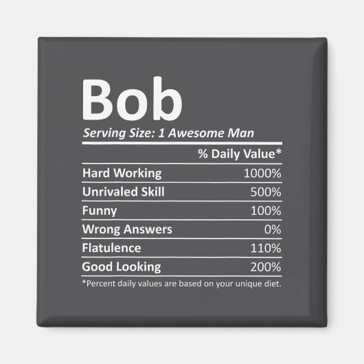 Bob Nutrition Funny Birthday D Name Gif  マグネット (正面)