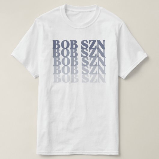 "Bob Season" Cute Denim Blue Custom Graphic Tee Tシャツ (デザイン正面)