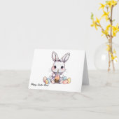 Bobaグリーティングカード付きキュートなイースターバニー カード (黄色い花)